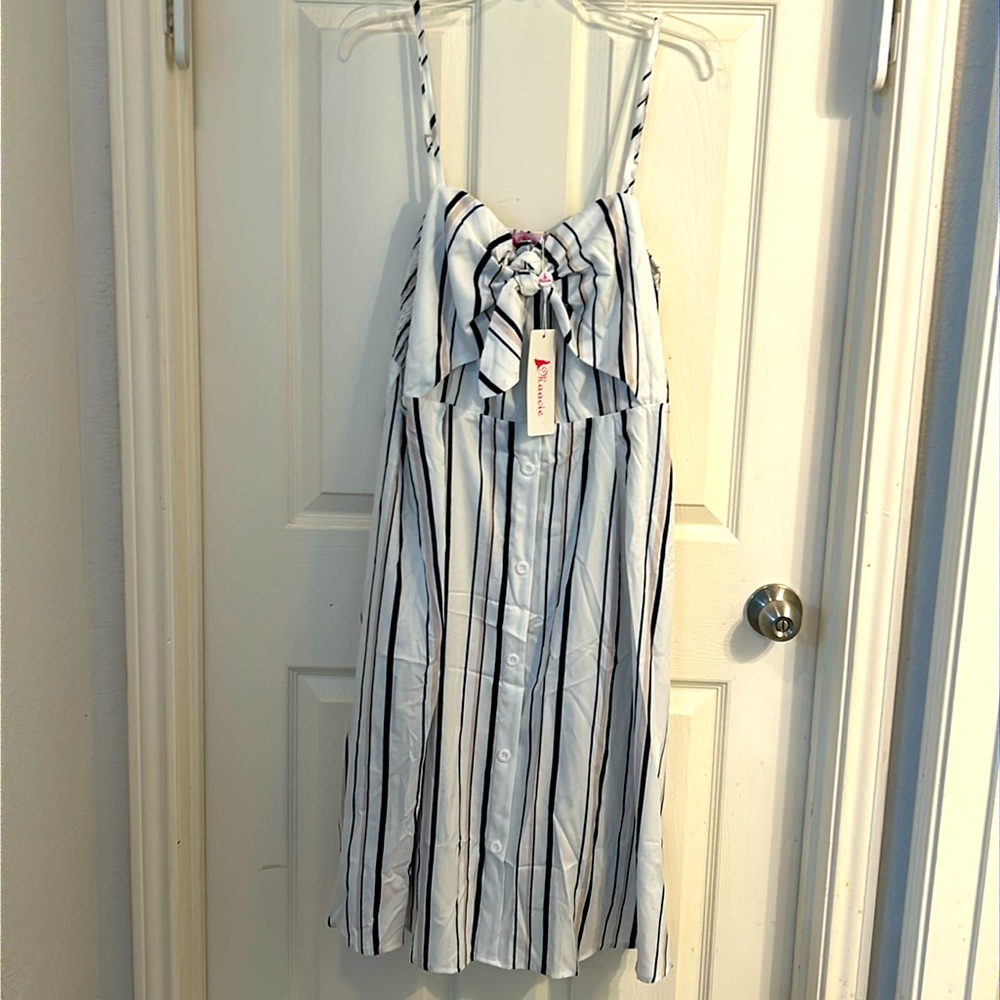 Maacie Maternity‎ Sleeveless White Striped Dress NWT Size 2X